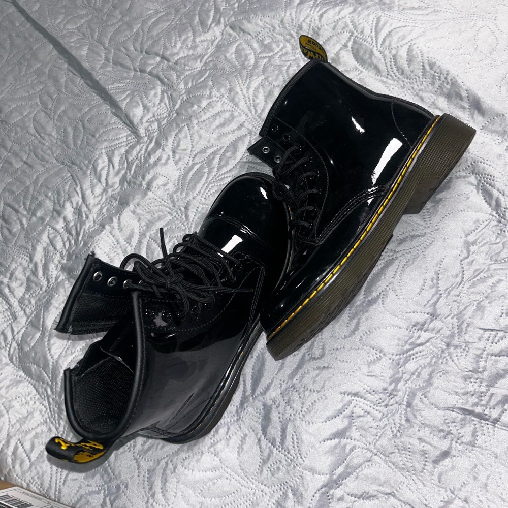 Dr. Martens Black Patent Leather Combat Boots